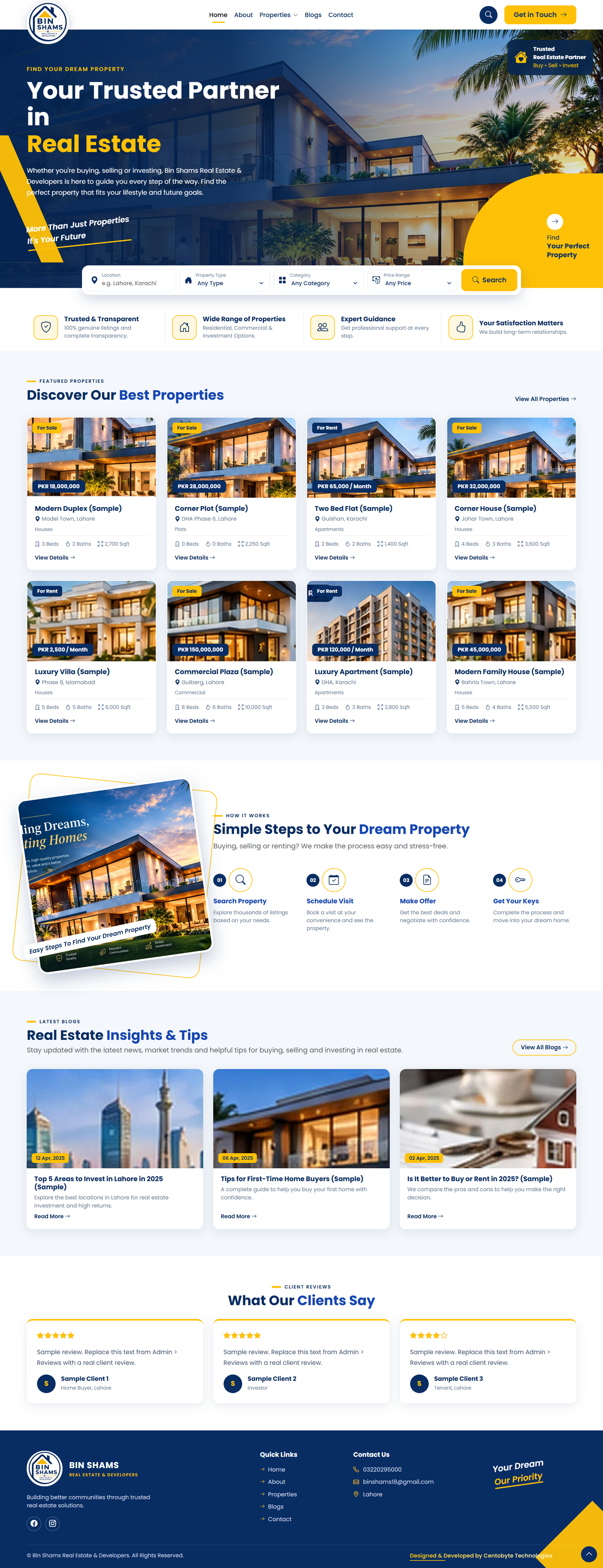 Bin Shams Real Estate & Developers | Custom Website Development